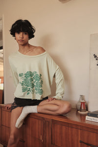 Sage Blooms Vintage-Wash Long-Sleeve Graphic Tee - ShopPromesa