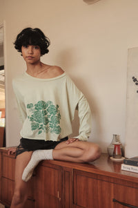 Sage Blooms Vintage-Wash Long-Sleeve Graphic Tee - ShopPromesa