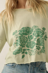Sage Blooms Vintage-Wash Long-Sleeve Graphic Tee - ShopPromesa