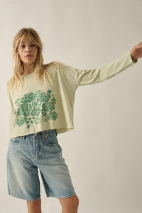 Sage Blooms Vintage-Wash Long-Sleeve Graphic Tee - ShopPromesa
