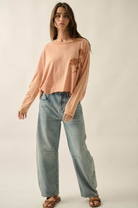 Faded Rose Long-Sleeve Cropped Graphic Tee - ShopPromesa