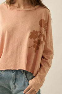 Faded Rose Long-Sleeve Cropped Graphic Tee - ShopPromesa