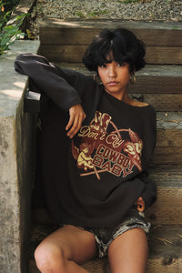Don't Cry Cowboy Oversize Thermal Graphic Top - ShopPromesa
