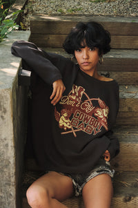 Don't Cry Cowboy Oversize Thermal Graphic Top - ShopPromesa