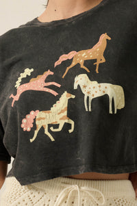 Pony Party Vintage-Wash Cropped Graphic Tee - ShopPromesa