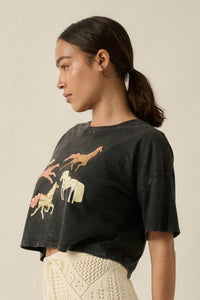Pony Party Vintage-Wash Cropped Graphic Tee - ShopPromesa