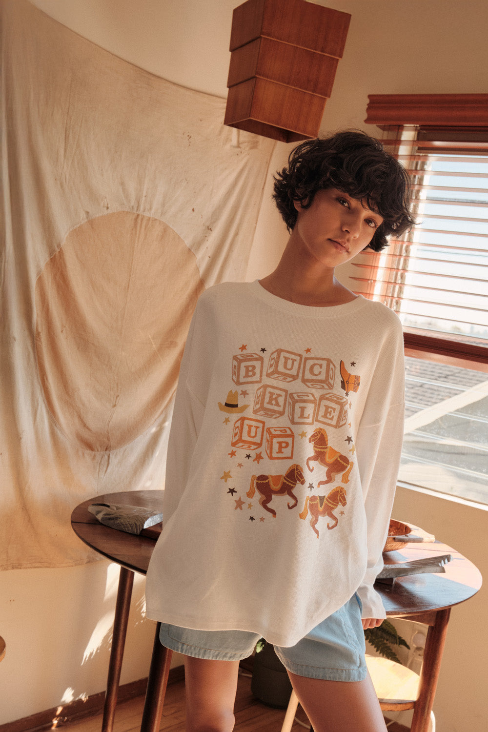 Buckle Up Oversize Western Thermal Graphic Top - ShopPromesa