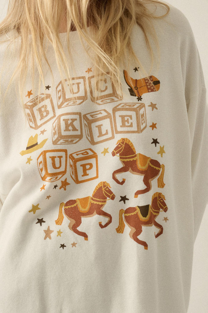 Buckle Up Oversize Western Thermal Graphic Top - ShopPromesa