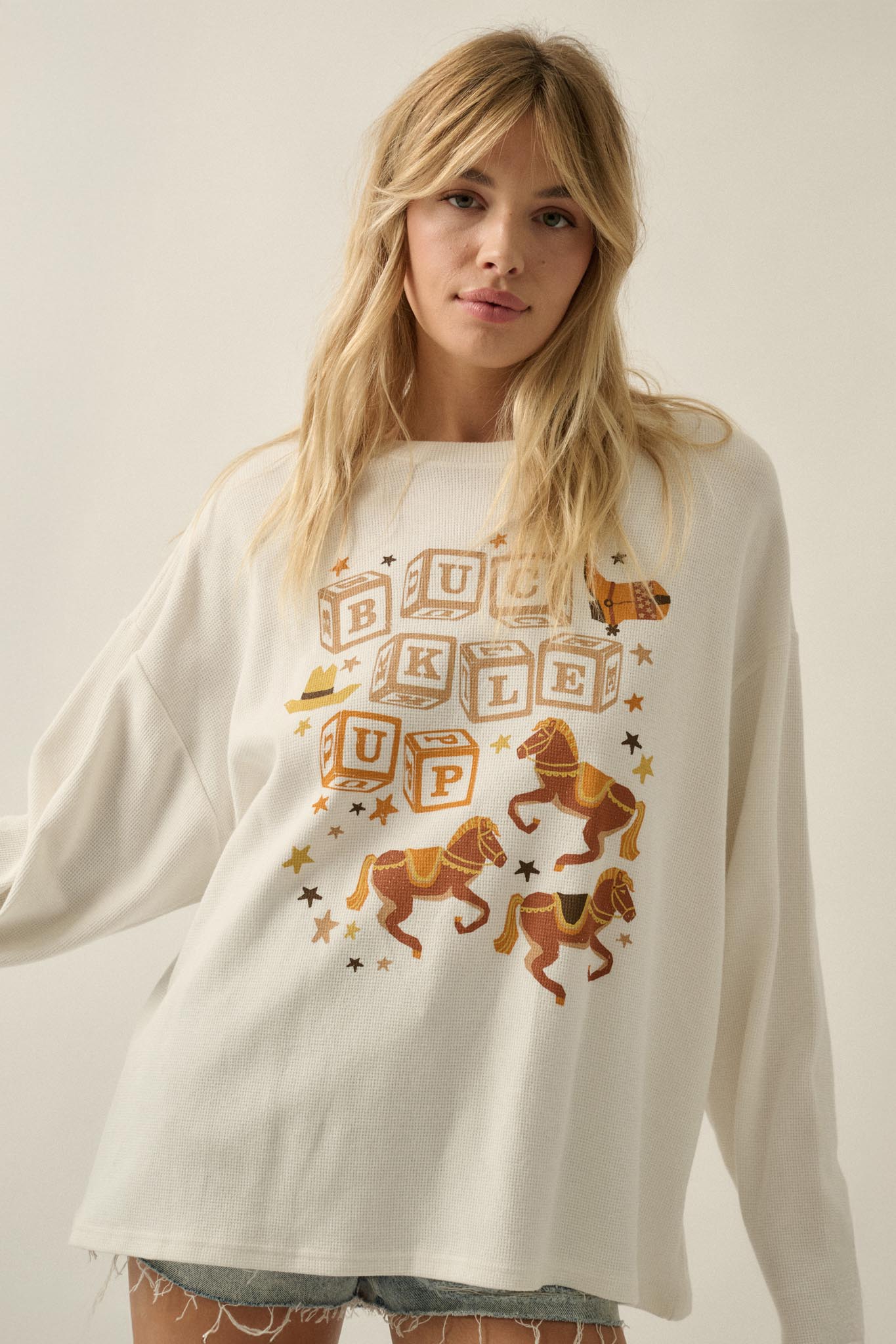 Buckle Up Oversize Western Thermal Graphic Top - ShopPromesa