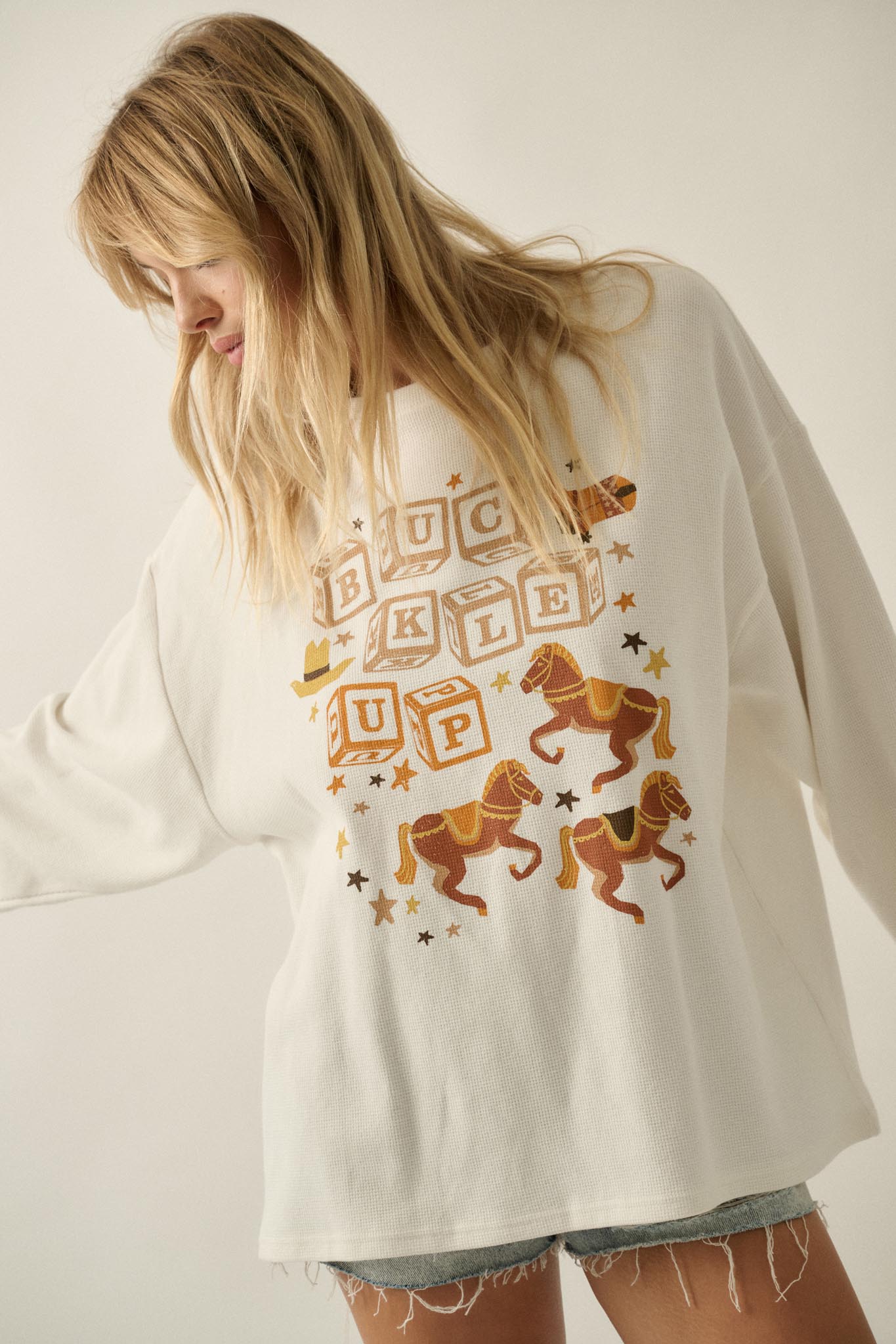 Buckle Up Oversize Western Thermal Graphic Top - ShopPromesa