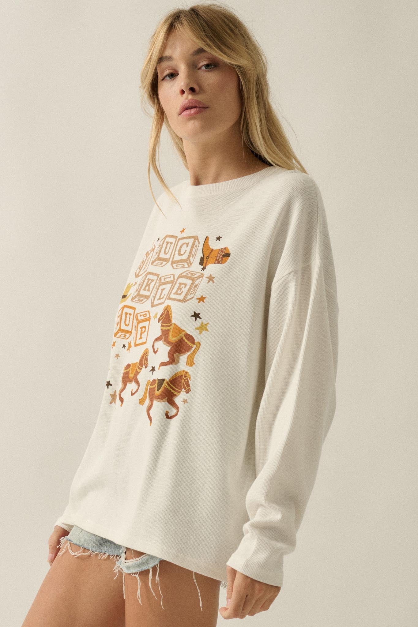 Buckle Up Oversize Western Thermal Graphic Top - ShopPromesa