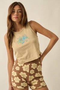 Vintage Bouquet Lettuce-Edge Graphic Tank Top - ShopPromesa