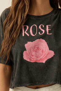 Blooming Rose Vintage-Wash Cropped Graphic Tee - ShopPromesa