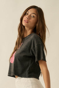 Blooming Rose Vintage-Wash Cropped Graphic Tee - ShopPromesa
