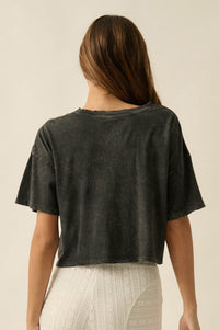 Blooming Rose Vintage-Wash Cropped Graphic Tee - ShopPromesa