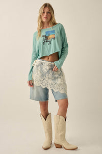 Cowboy Country Long-Sleeve Cropped Graphic Tee - ShopPromesa