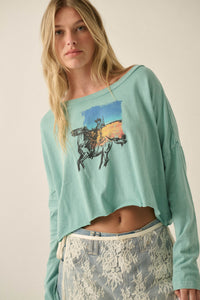Cowboy Country Long-Sleeve Cropped Graphic Tee - ShopPromesa