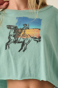 Cowboy Country Long-Sleeve Cropped Graphic Tee - ShopPromesa