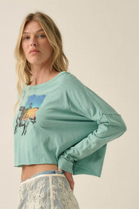 Cowboy Country Long-Sleeve Cropped Graphic Tee - ShopPromesa