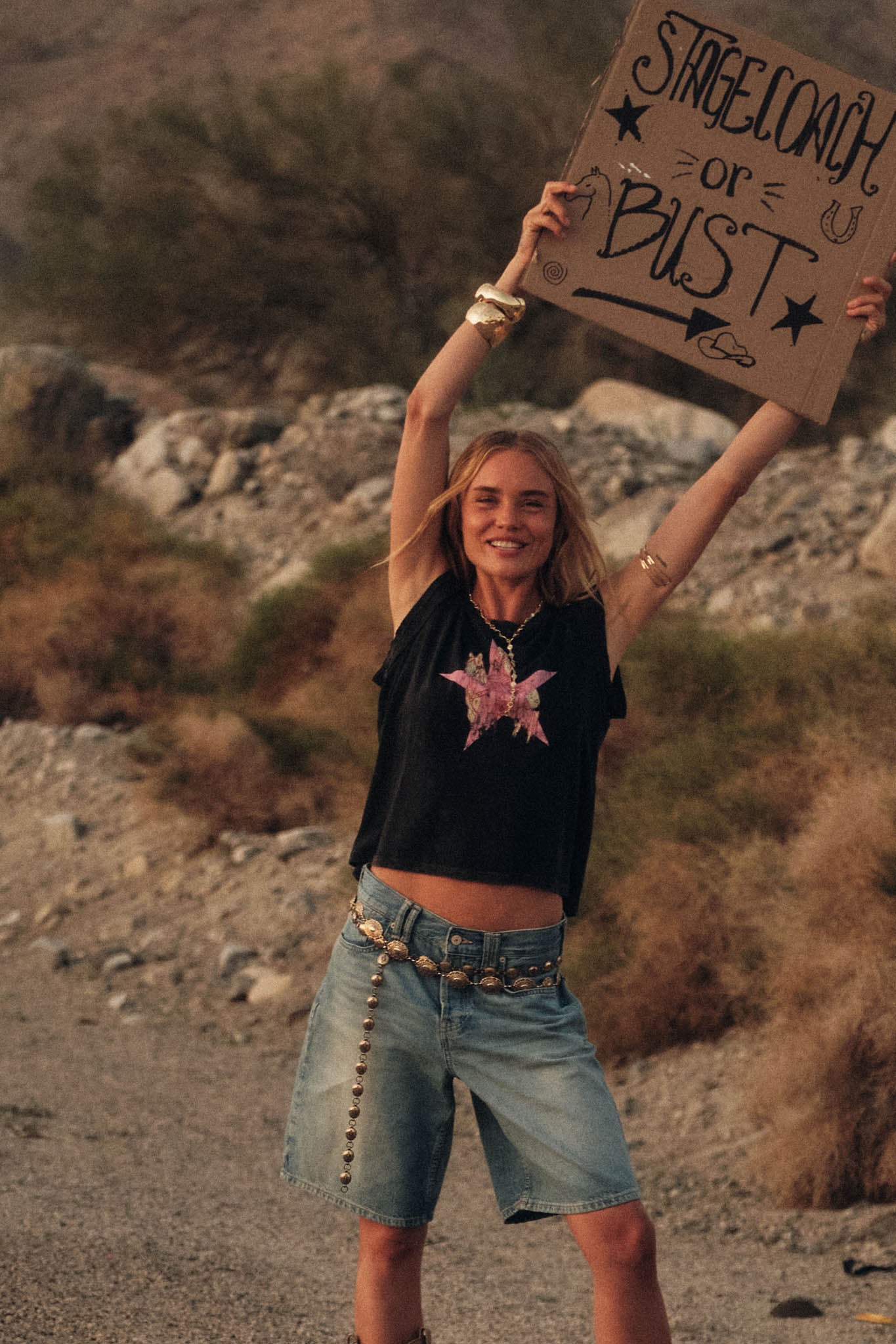 Star Rider Vintage Cowgirl Sleeveless Graphic Tee - ShopPromesa