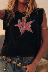 Star Rider Vintage Cowgirl Sleeveless Graphic Tee - ShopPromesa