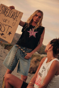 Star Rider Vintage Cowgirl Sleeveless Graphic Tee - ShopPromesa