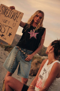 Star Rider Vintage Cowgirl Sleeveless Graphic Tee - ShopPromesa