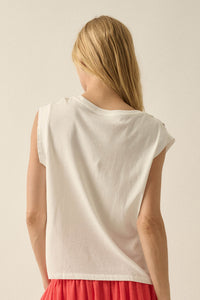 In Boom Floral Distressed Sleeveless Graphic Tee - ShopPromesa