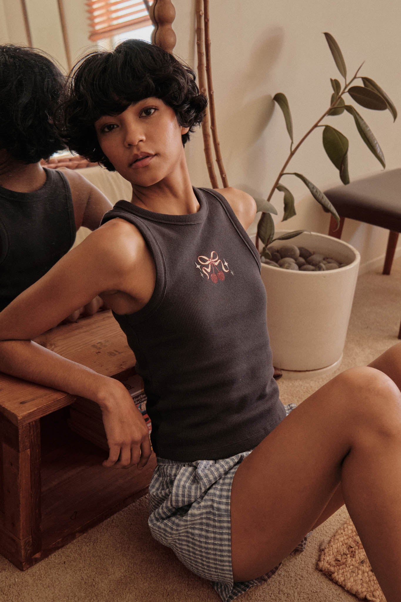 Sweet Cherries Crewneck Thermal Graphic Tank Top - ShopPromesa