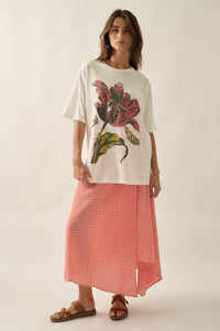 Tender Tulip Vintage-Print Oversize Graphic Tee - ShopPromesa