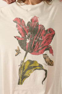 Tender Tulip Vintage-Print Oversize Graphic Tee - ShopPromesa