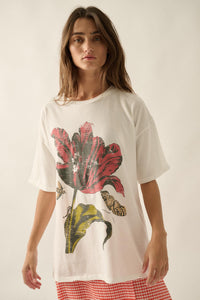 Tender Tulip Vintage-Print Oversize Graphic Tee - ShopPromesa