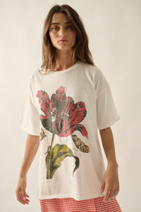 Tender Tulip Vintage-Print Oversize Graphic Tee - ShopPromesa