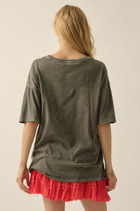 Cowgirl Pinup Vintage-Wash Oversize Graphic Tee - ShopPromesa