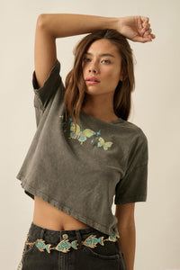 Butterfly Babe Vintage-Wash Cropped Graphic Tee - ShopPromesa