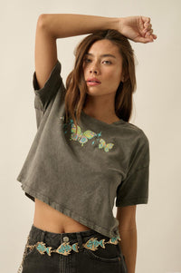 Butterfly Babe Vintage-Wash Cropped Graphic Tee - ShopPromesa