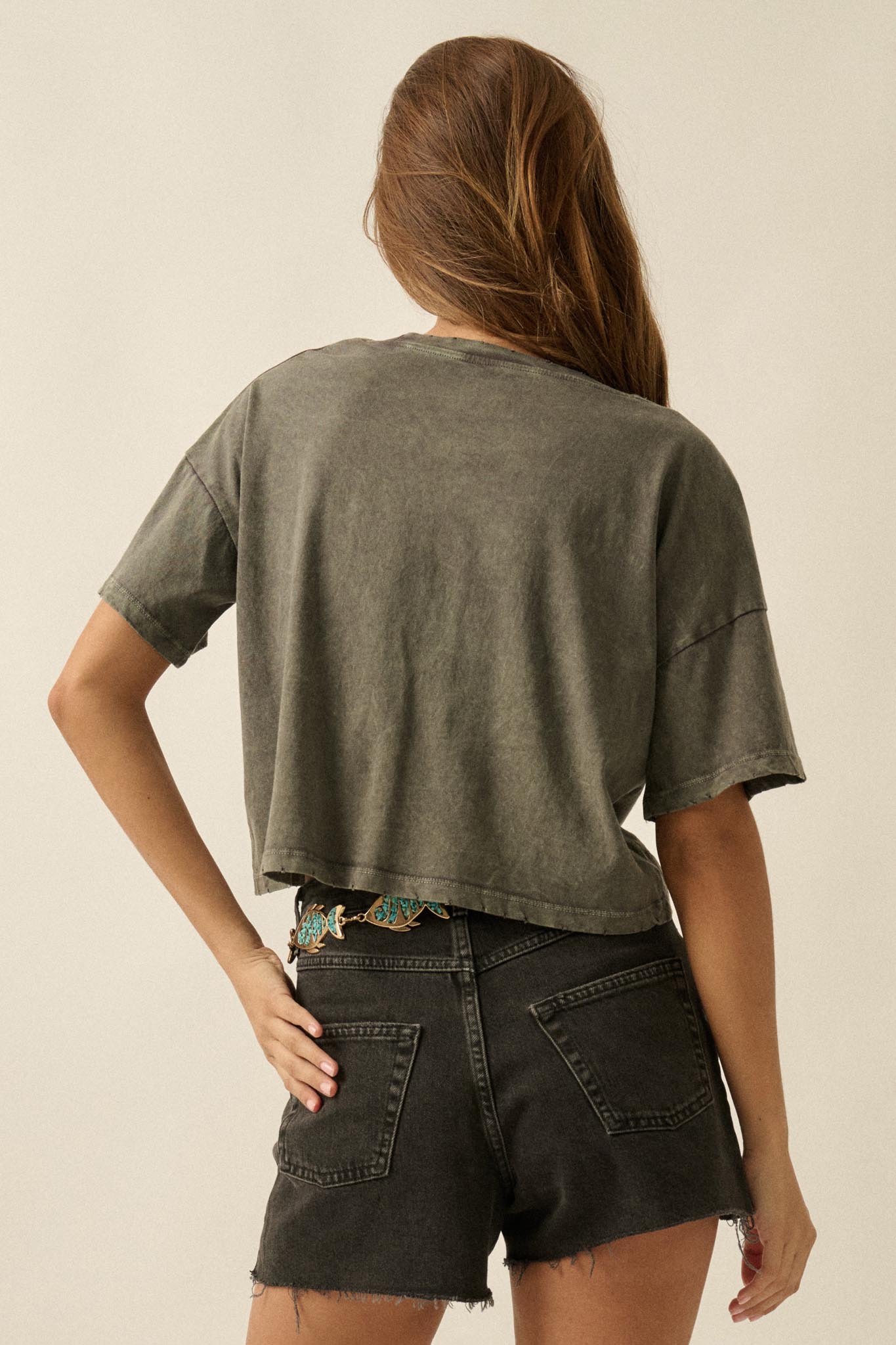 Butterfly Babe Vintage-Wash Cropped Graphic Tee - ShopPromesa