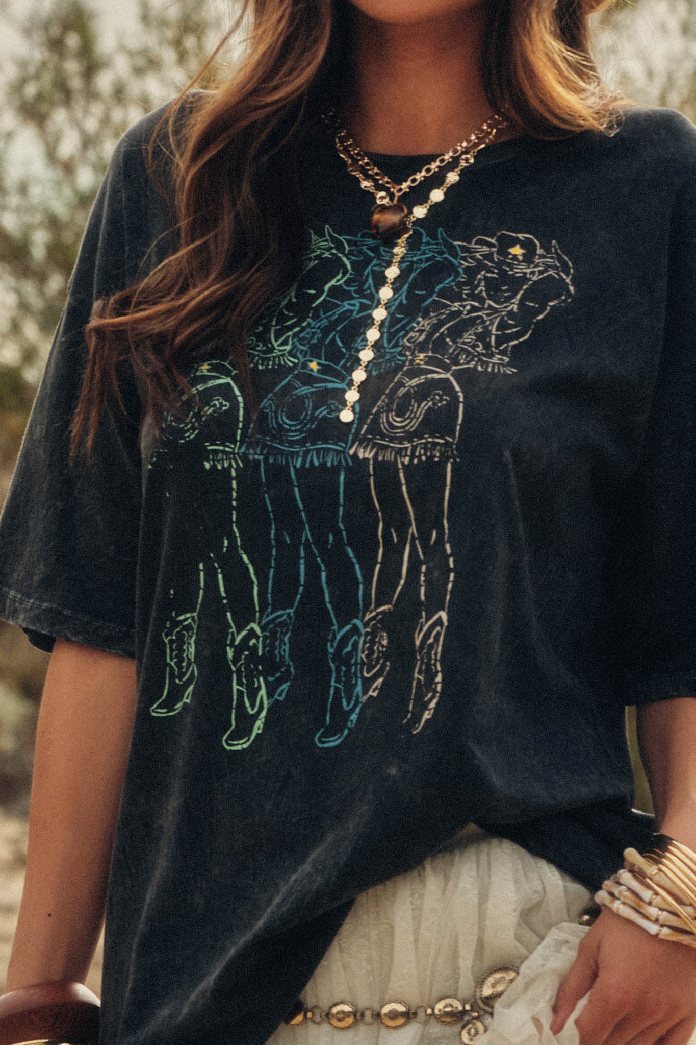 Cowgirl Cutie Vintage-Wash Oversize Graphic Tee - ShopPromesa