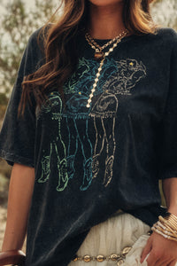 Cowgirl Cutie Vintage-Wash Oversize Graphic Tee - ShopPromesa