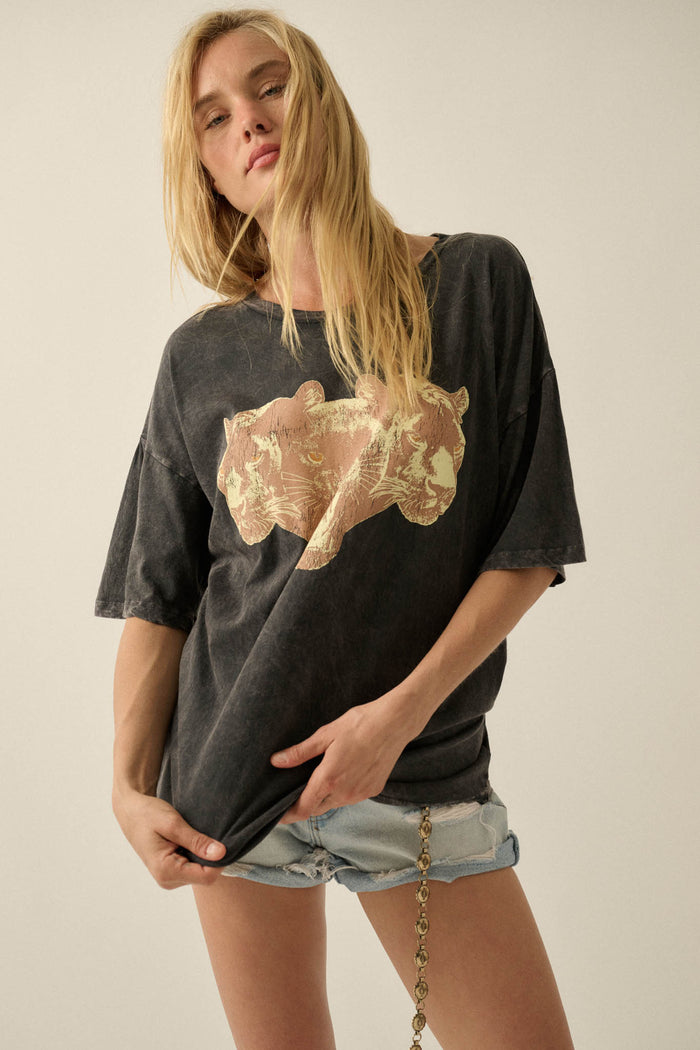 Panther Pack Vintage-Wash Oversize Graphic Tee - ShopPromesa