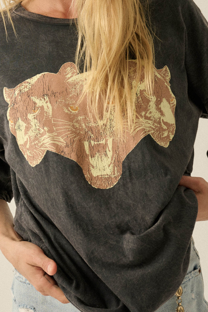 Panther Pack Vintage-Wash Oversize Graphic Tee - ShopPromesa