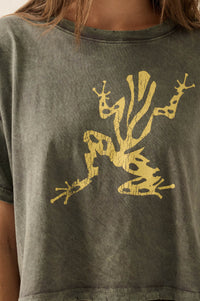 Leap Frog Vintage-Wash Cropped Graphic Tee - ShopPromesa