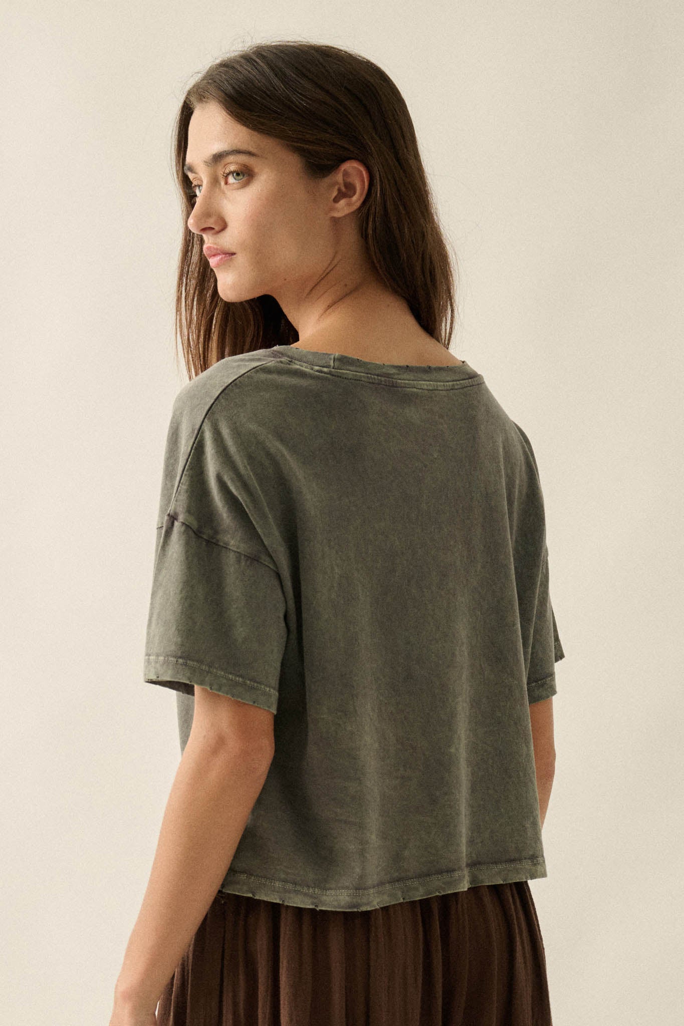 Leap Frog Vintage-Wash Cropped Graphic Tee - ShopPromesa