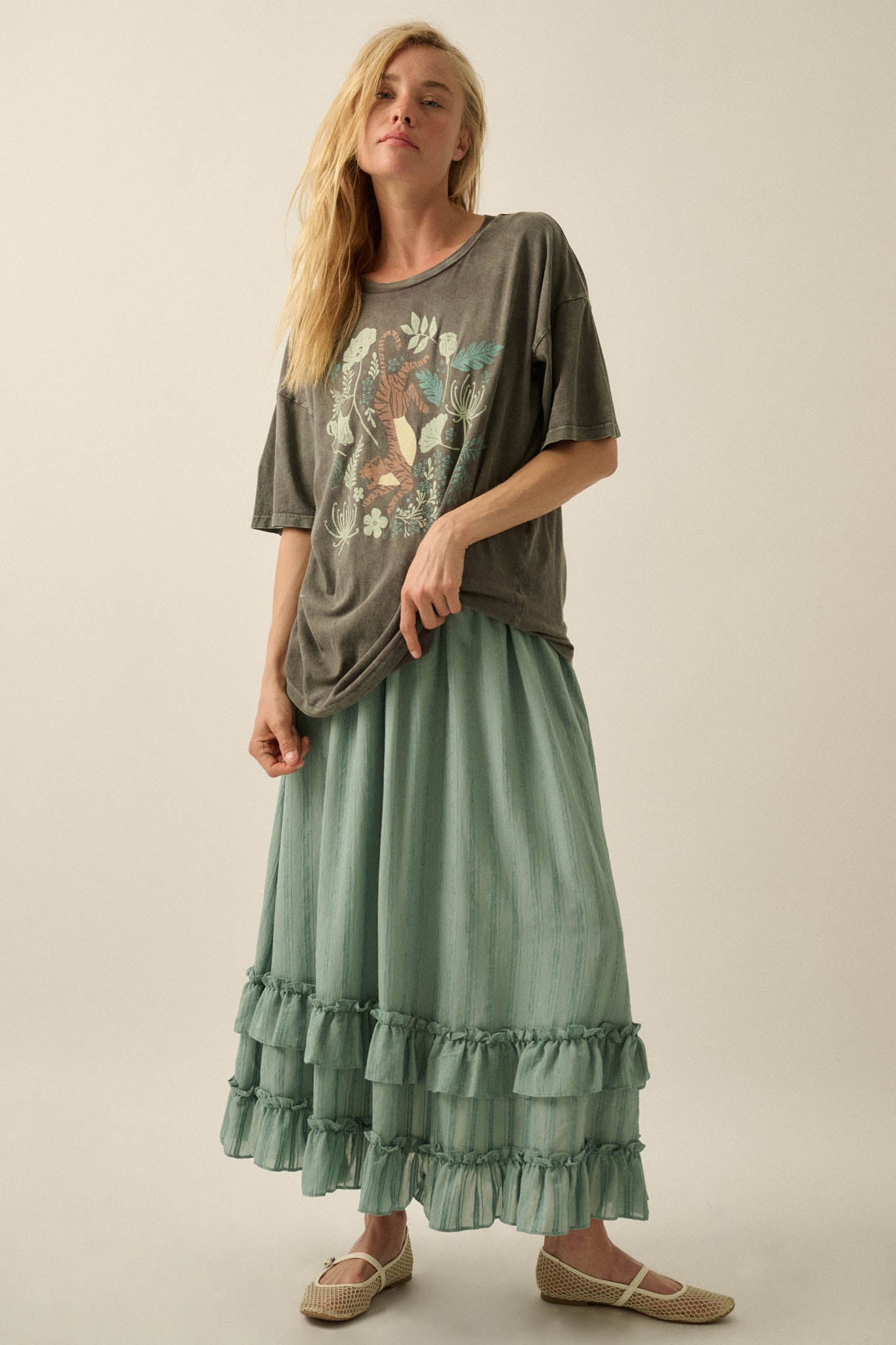 Jungle Tiger Vintage-Wash Oversize Graphic Tee - ShopPromesa