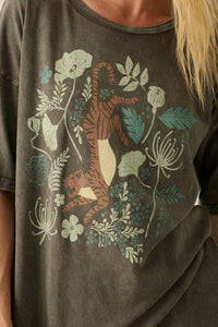 Jungle Tiger Vintage-Wash Oversize Graphic Tee - ShopPromesa