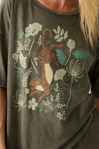 Jungle Tiger Vintage-Wash Oversize Graphic Tee - ShopPromesa