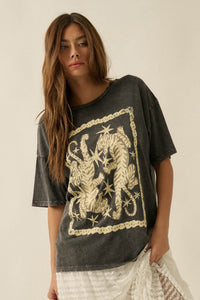 Twin Tigers Vintage-Wash Oversize Graphic Tee - ShopPromesa
