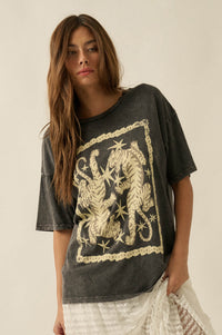Twin Tigers Vintage-Wash Oversize Graphic Tee - ShopPromesa