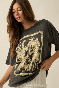 Twin Tigers Vintage-Wash Oversize Graphic Tee - ShopPromesa