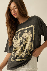 Twin Tigers Vintage-Wash Oversize Graphic Tee - ShopPromesa